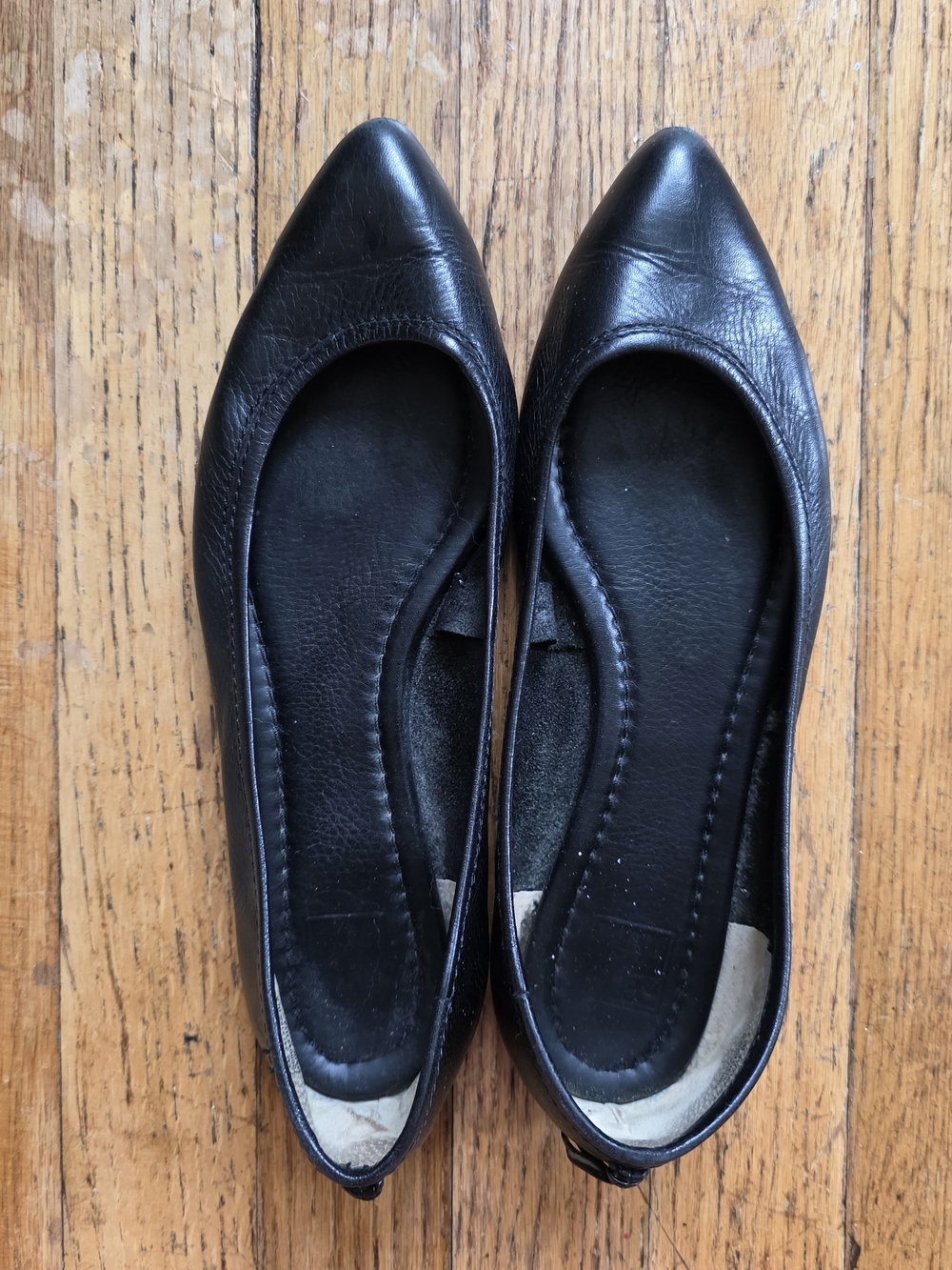 Frye Black Pointed-Toe Women's Leather Ballet Flats